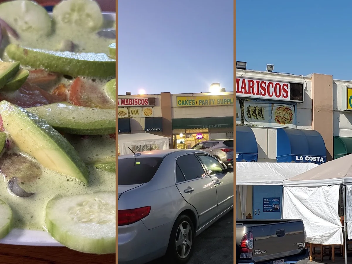 Mexican mariscos dishes served with bright garnishes.